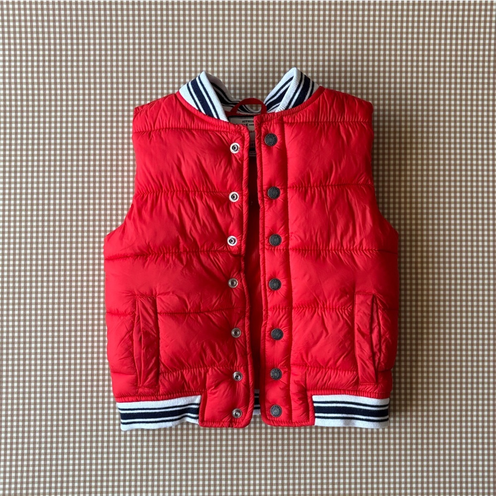 Janie & Jack Orange Puffer vest.Size 3-4 years snap button preppy Classic school